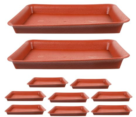 KAILIKETIY Set 10 Pezzi Vassoi Rettangolari in Plastica per Fioriere, Sottovasi per Bonsai e Piante, Resistente Raccolta Acqua per Uso Interno ed Esterno, Accessori Giardinaggio per Vaso