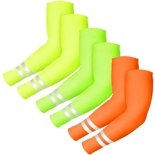 DIELOVEHUA 3 Paires Manchettes Bras Femme Homme, Manchettes de Bras Sport, Manches de Protection Solaire UV en Soie Glacé, Élastique Respirant, pour Running Cyclisme Golf Activité en Dehors (A)