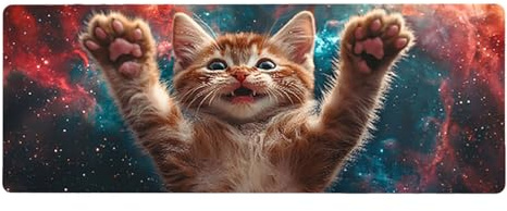 Large Mouse Mat, 30x60cmx3mm, Gaming Mouse Pad, Rubber Base, Stitched Edges, Water Resistant Easy Clean, For All Types, Extend Desktop Protection, Office Men's Gifts, Cute Orange Cat D1YY-607