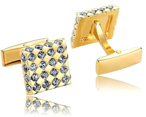 BWDHJLEY Edelstahl Manschettenknöpfe Herren, Manchettenknoepfe Weihnachten Weißgold Quadrat Cufflinks mit Zirkonia
