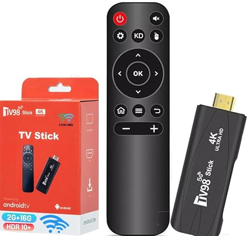 4K TV Stick 2G+16G Smart TV Box DDR4 Quad-Core 64bit Dual 2.4G/5G WiFi HDR10+ Ultra USB HD Smart TV Stick Box Streaming Media