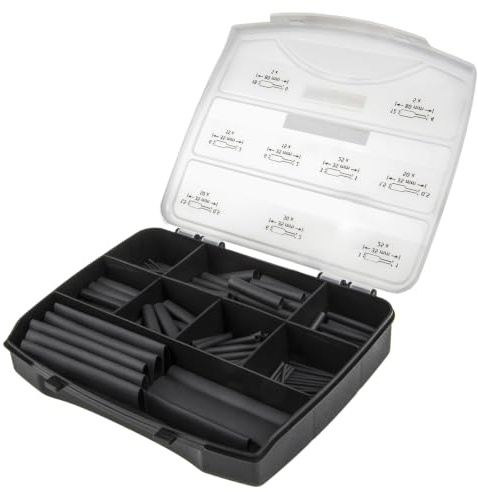 HellermannTyton - Manchons thermorétractables en Coffret SHRINKIT321 Basic, rétreint 3:1, Noir