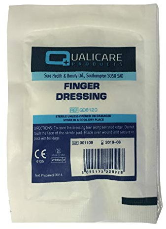 10 PACK OF QUALICARE FIRST AID STERILE MEDICAL ADHESIVE FINGER WOUND CUT BANDAGE DRESSINGS