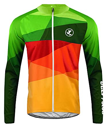 UGLY FROG LJ38 Herren Radtrikot Set Langarm Winter, Warmes Thermovlies Fahrrad Anzug mit Radfahren Trägerhose für MTB, Moto Jersey