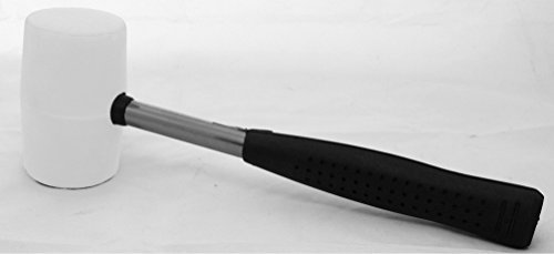 Maillet en caoutchouc 65 mm avec manche en métal, caoutchouc, tête blanche, poids : 550 g, longueur 30.0 cm, JB _ 12619