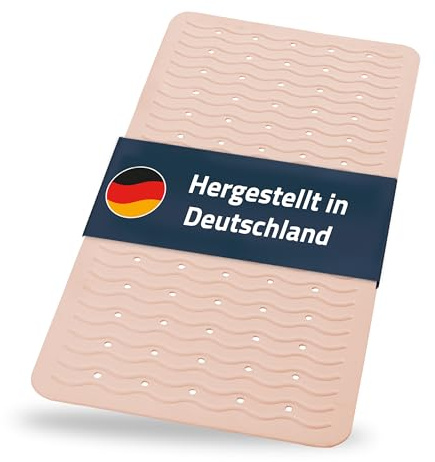 RIDDER – Badewanneneinlage Playa 38x80cm, rosa, 100% TPE | Made in Germany Badewannenmatte aus hautfreundlichem TPE. Maschinenfeste Antirutschmatte mit Saugnäpfen & Ablauföffnungen