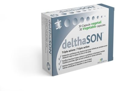Delthason Integratore Alimentare Naturale di Valeriana, Passiflora e Melatonina per Favorire l'Addormentamento e la Qualità del Sonno - 30 caps