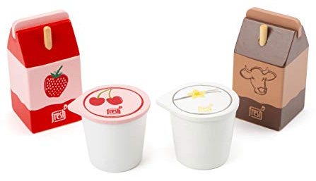 Small Foot 11440 Dairy Products Set Fresh, Made of Wood, Role-Playing Toy, Accessories for Play Stores and Play Kitchens