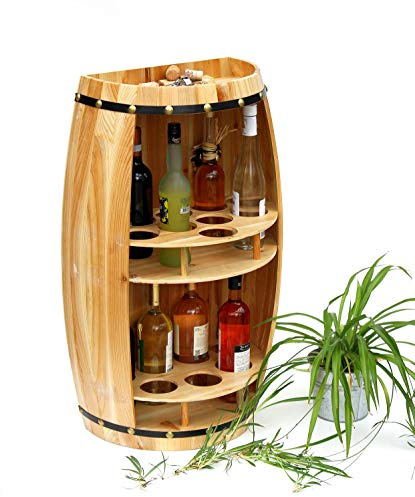 DanDiBo Weinregal Holz Weinfass Naturholz Halbrund 83 cm 9001 Bar Flaschenregal Flaschenständer XL Fass Holzfass Natur Weinschrank