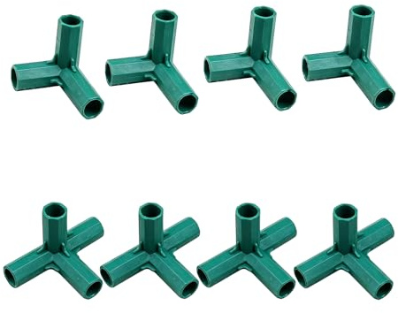 VASANA 8 connettori per serra da 16 mm, 2 tipi di raccordi per tubi in plastica resistente (4 tè dritto + 4 croci dritte), per piante da giardino, griglia d'uva, protezione solare