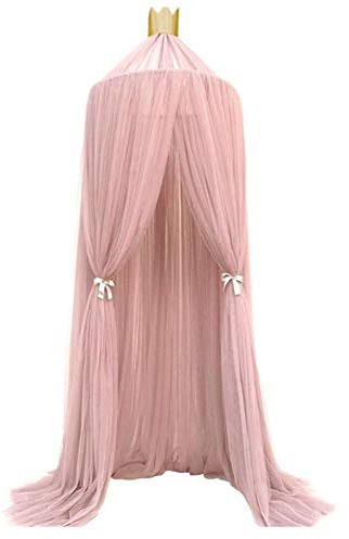 Spitze Moskitonetz, Mückenschutznetz, Elegante Farbe Startseite Mesh Moskitonetze Atmungsaktiv Betthimmel Vorhänge Dauerhaft Robust Betthimmel mit Aufhängehaken, Kinderbettdekoration(Rosa)