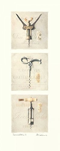ART-TELA-allungata-su-LEGNO -BARS Sommelier I Melious Amy - Cibo immagine verticale vino vigneto sughero cavatappi vintage francia francese Stampa d'arte 43_X_16_in