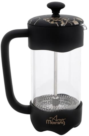 Any Morning FY92 French Press Kaffeebereiter | Kaffeekanne aus Edelstahl | Pressstempelkanne für frischen Filterkaffee | isolierte Kaffeepresse für Zuhause | Reisen | Camping | 350 Ml | Schwarz