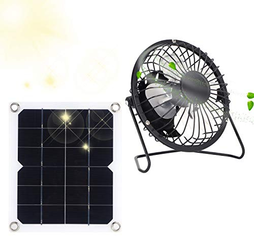 ciciglow Solarpanel-Ventilator, tragbarer Solarpanel-Lüfter, Solarpanel-Ventilator Mini-Ventilator für Baumhaus, Hundehütte, Gewächshaus, Wohnmobil, Camping