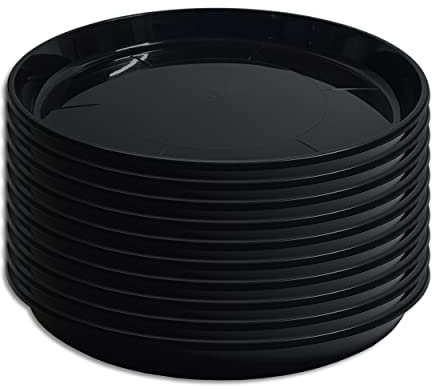 10 x Untersetzer für Blumentopf Pflanztopf rund Kunststoff Schwarz 9 verschiedene Größen zur Auswahl (Ø 27 cm)