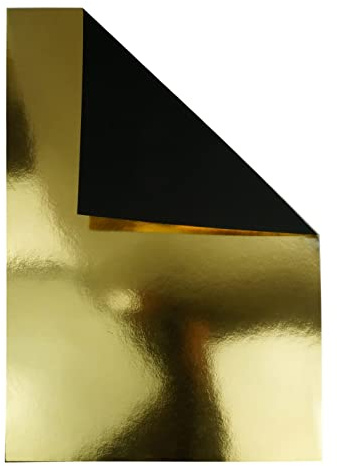 Netuno 10x Spiegelkarton Gold Schwarz DIN A3 29,7 x 42 cm 260g Mirror Effekt-Papier Metallic Pappe zum Basteln Deko-Karton für DIY Effektkarton