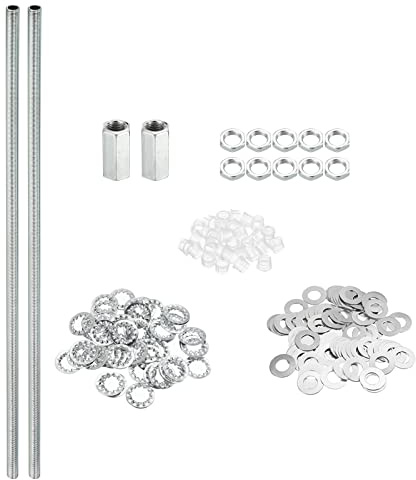 PATIKIL M10 Filettatura 420mm (16,54) Lampada Tubo Kit, Zinco Placcatura | con Blocco Dadi Rondelle, Fissaggi Assortimento Ferramenta, per Lampadario Soffitto Luce Fai Da Te