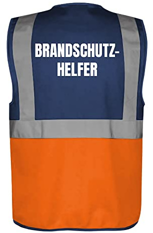 Fassbender-Druck WARNWESTEN - Sicherheitsweste GELB mit Taschen und Reißverschluss nach EN ISO 20471 zertifiziert - Warn Weste für BRANDSCHUTZHELFER - Unisex mit hochwertigem Reflektorstreifen
