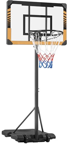 Yaheetech Höjdjusterbart basketställ, basketkorg med hjul, mobil basketanläggning kan fyllas med vatten eller sand, korgsystem för inomhus- eller utomhusbruk