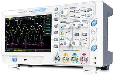 Oscilloscopio digitale professionale, Ultra fosforo oscilloscopi 4CH 100MHZ Scope Meter 7 pollici display LCD widescreen interfaccia USB Frequenza di campionamento elevata per prestazioni migliori