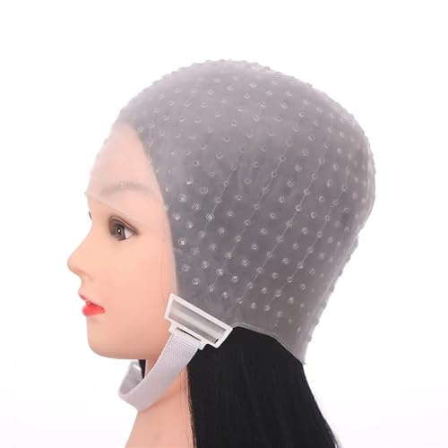ZPFDSG Strähnchenhaube Salon Dye Silicone Cap with Needle Silicone Hair Highlights Cap Needle Reusable Hair Coloring Cap Hair Dye Hat Hairstyling Tools.