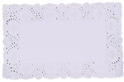 PRETYZOOM 140st Einweg-papiermatten Längliche Tischdecke Kuchen Spitze Tischsets Einweg-deckchen Knusprige Dilles Weihnachtsdeckchen Aus Papier Kuchenunterlage Weiß Lebensmittel Backpapier