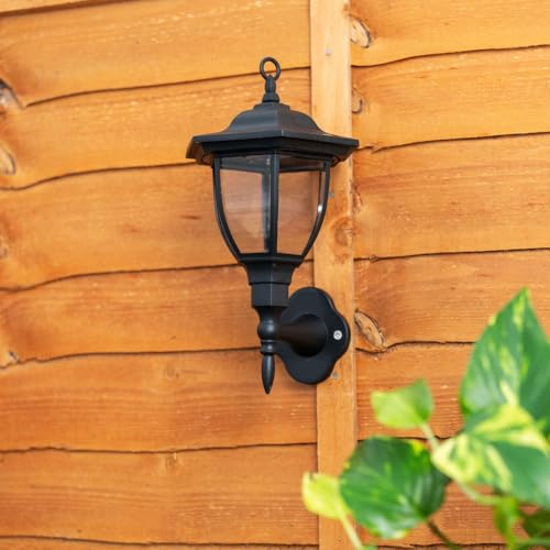 ValueLights | Traditional Black Lantern Solar Wall Lights | Outdoor Wall Lights, Home Décor & Improvement Essential | Set of 2