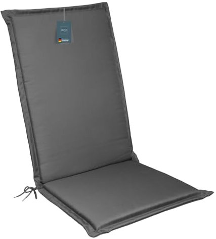 LILENO HOME Cojín para silla de jardín [juego de 1 – Respaldo alto] en antracita – Tumbona cómoda como cojín para muebles de jardín – Cojín para sillas de jardín y sillas plegables MIA