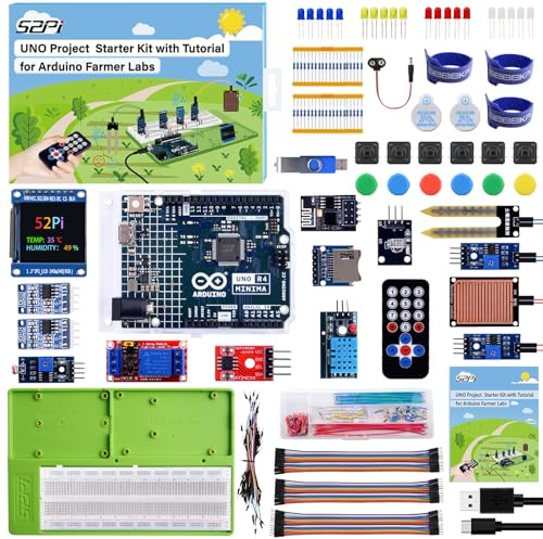 GeeekPi Ultimate Sensor Kit with Original UNO R4 Minima, Smart IoT & Basic Sensor Projects with Tutorials, for Smart Farm, Beginners and Engineers, Includes Various Sensors and Accessories