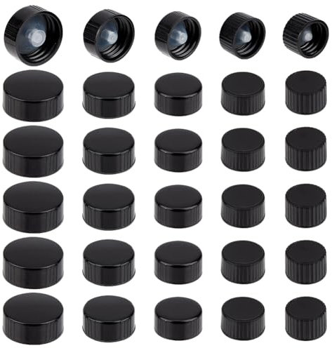 OLYCRAFT 30 Pcs 16.5/18/20/22/26mm Phenolic Resin Cover Black Resin Bottle Caps Poly Seal Screw Caps Bottle Jug Storage Cap Lids Replacement Caps for Daily Food Cosmetics Bottles