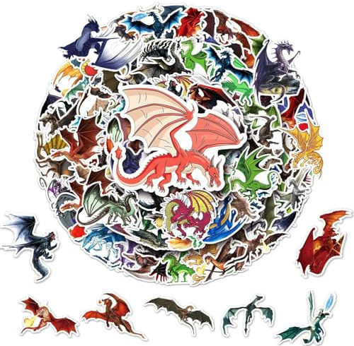 EHDWXVZM Lot de 100 feuilles d'autocollants avec motif dragon, autocollants pour scrapbooking, ordinateur portable, guitare, autocollants décoratifs