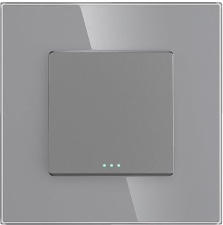 PULSAR Wechselschalter Lichtschalter Glas Unterputz 1 Fach Grau, Schalter 10A 250V Wandlichtschalter mit Glasrahmen