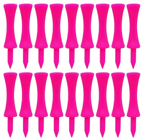 Golf-Tees aus Kunststoff, 57 mm, Pink, Castle-Golf-Tees, auffällig, leuchtende Farben, Kunststoff-Golf-Tees, lang und kurz, langlebig, tragbar, professionelle Golf-Tees für Golfer zum Üben, 100 Stück