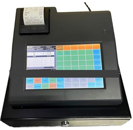 Registrierkasse, Intelligente kleine Registrierkasse, 9-Zoll-Touchscreen Englische Fast-Food-Milchtee-elektronische Registrierkasse, für Einzelhandel & Gastronomie All-in-One-System