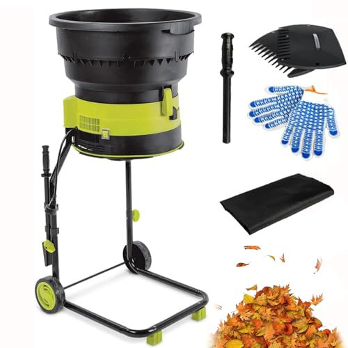 Shredder da Giardino Elettrico, trituratore di branciera a Foglia Portatile da 2500 W con Ruote e Borsa di Raccolta, Diametro a Imbuto 54 cm, cipper elettrici da 8000 Giri/min 30M Power Cord