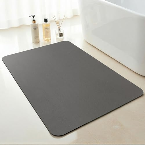 SARTNP Badematte Rutschfester Absorbierender Badezimmerteppich, Schnelltrocknende Badematte, Badvorleger rutschfest Waschbar (Dunkelgrau(Rechteckig), 40 x 60 cm (Rechteckig))