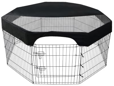 24 Inch Pet Playpen Cover 8 Panels Octagonal Pet Fence Mesh Cover Dog Playpen Sun Protection Shade Cover Waterproof Dog Playpen Top Cover Playpen Not Include