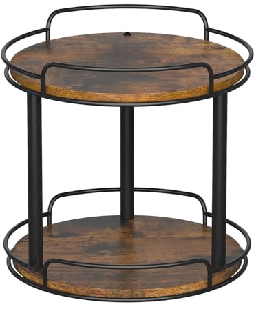 LAMU 10'' Wood Lazy Susan Turntable Organizer for Cabinet, 2 Tier Lazy Susan Spice Rack Organizer for Kitchen, Table Top, Countertop, Pantry, Medicine Organizer