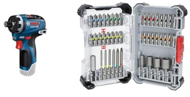Bosch Professional 12V System GSR 12V-35 HX Cordless Drill/Driver (Without Rechargeable Battery and Charger) + 43x Extra Hard Screwdriver Bit Set (197 x 110.5 mm, Accessories)
