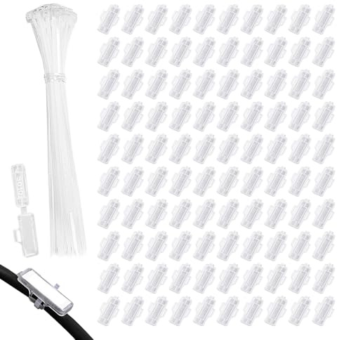 100 Stück Kabelbeschriftung, Transparente Kabeletiketten Set mit Kabelbindern, Wasserdichte Kabelkennzeichnung für Büro, Heim, Maschinenkabel, Organizer und Sortierung, Inklusive 100 Nylon Kabelbinder
