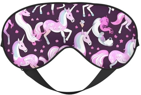Schlafmaske mit Einhörnern, rosa Aufdruck, bequem, für Herren und Damen, leicht, für Reisen, Nickerchen, Meditation, Yoga, Arbeit