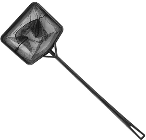 Fazvncv Guadino da pesca portatile con manico lungo quadrato per acquari e acquari da pesca, retino da pesca, galleggiante, strumento di pulizia