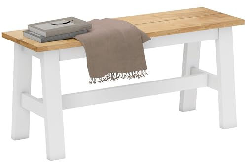 HOMCOM Banc pour table de salle à manger, cuisine, banc moderne en bois, pour salle à manger, entrée, chambre à coucher, jusqu'à 240 kg, 95 x 30 x 45 cm, chêne