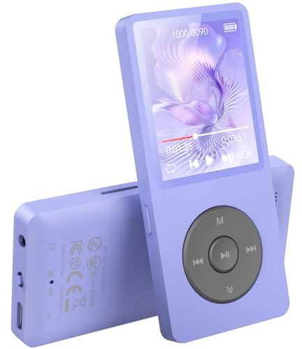 AGPTEK 64GB Reproductor MP3 Bluetooth 5.3 con Altavoces Portátil, Púrpura