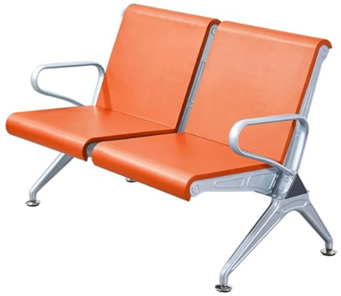 QSNYJPL Besucherstuhl für Gäste, 2-Sitzer, Wartezimmer Stühle mit Armlehnen und Rückenlehne, Besucherstühle Büro für Flughafen, Markt, Bank, Krankenhaus, Schule(Orange)
