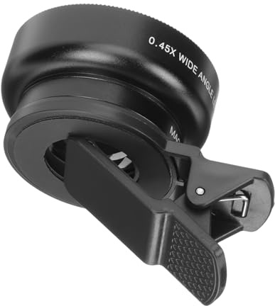 Toddmomy Objectif Macro Grand Angle pour Téléphone Portable Clip Noir en Alliage D'aluminium et Verre Optique, Haute Définition et Faible Distorsion pour Selfie et Photos de Groupe