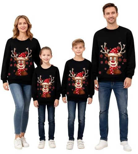 Weihnachtspullover Herren, Weihnachtspullover Familie Set Ugly Christmas Sweater Rentier Hässliche Weihnachtspulli Pullover Weihnachtsoutfit Familie Set Unisex Sweatshirt Lustig Pärchen Weihnachten