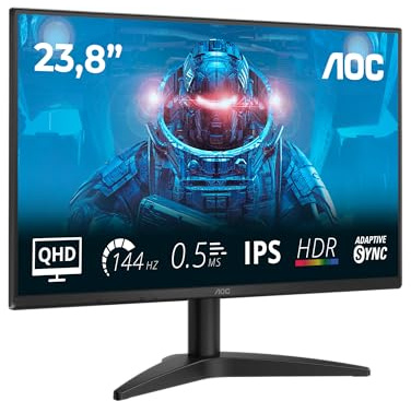 AOC Q24B36X Monitor 24 Pulgadas, 144Hz Panel IPS, 4ms GtG, HDR10, Adaptive Sync, (2560x1440 HDMI 1x 2.0 DP 1x 1.4) Negro