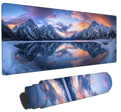 Alfombrilla Ratón XXL Grande Gaming Mouse Pad 700 x 300 mm, Impermeable Antideslizante Mousepad, Lavable, Alfombrilla Escritorio con Base de Caucho para Gamers, PC y Portátil - (Montañas LAGOS) G-722