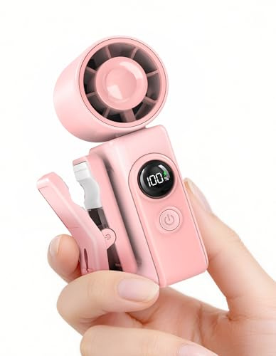 anysun Ventilatore Portatile Turbo, 13500 RPM Mini Ventilatore Portatile USB Ricaricabile 118g con Clip 360°, Display LED, Pieghevole 180° Ventilatori Portatili per Viaggio, Ufficio, Trucco e Donna